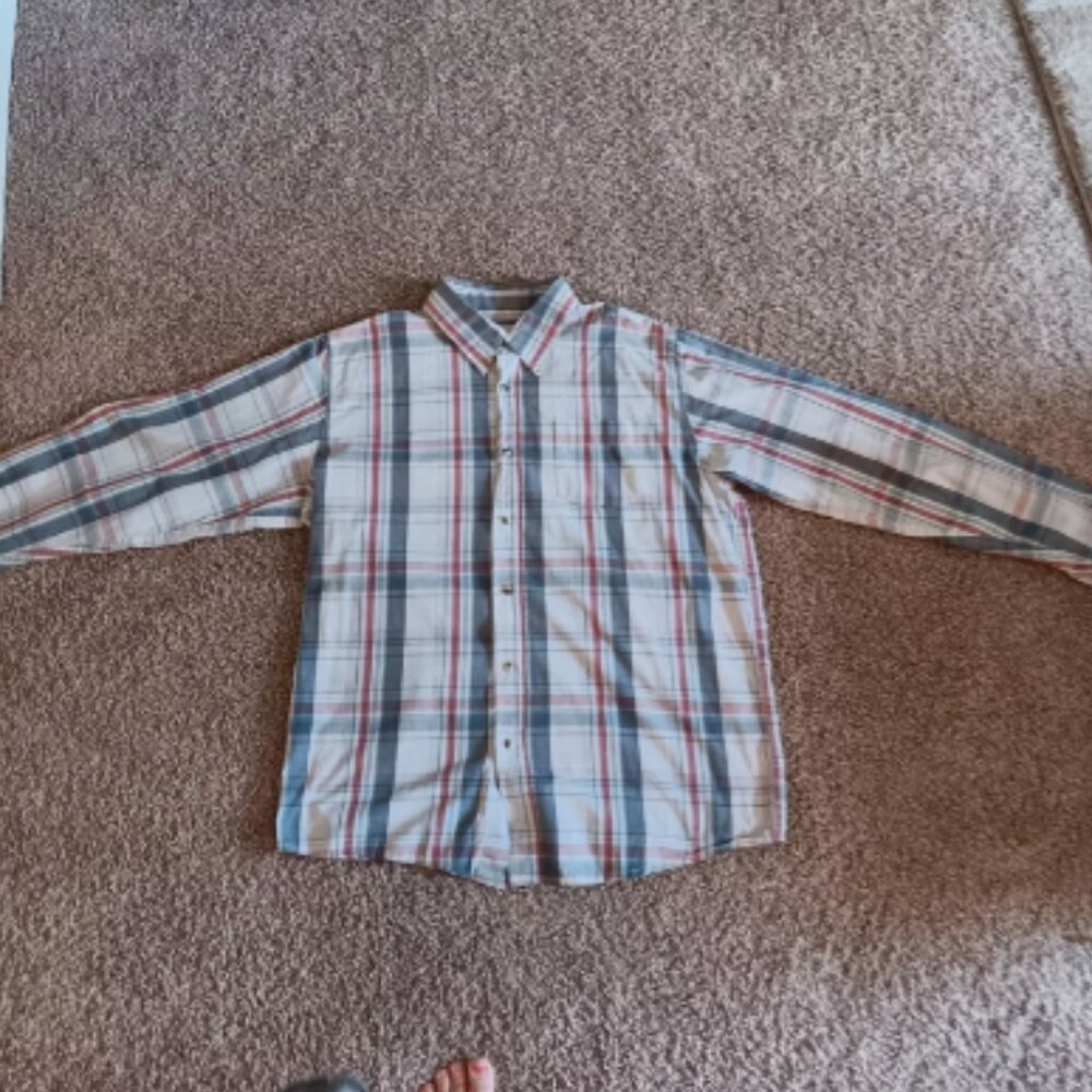 Lee Dungarees Button Up Long Sleeve Dress Plaid Shirt Mens Size L Plaid B9